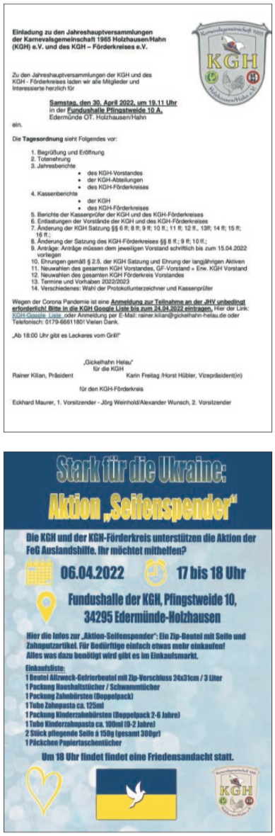 Einladung JHV